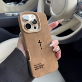 Simple Faux Leather Textured Phone Case for iPhone